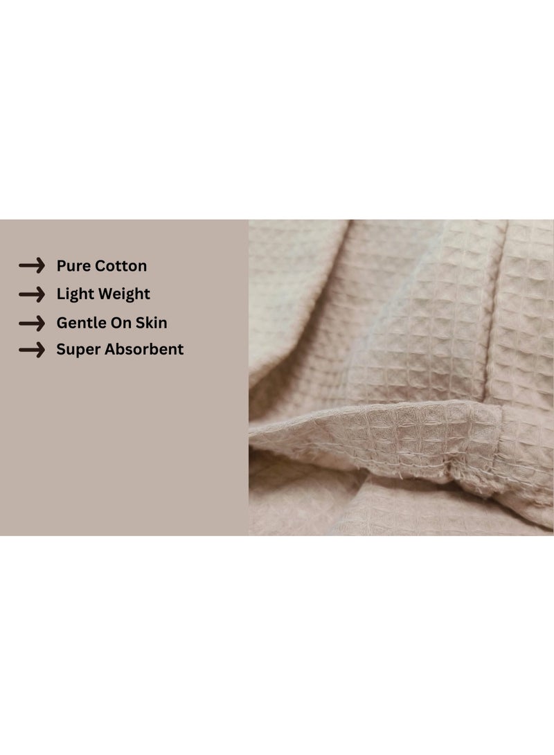 Luxe Concepts Luxury Waffle Bathrobe – Beige, 100% Cotton, Hotel & Spa Quality - Image 3