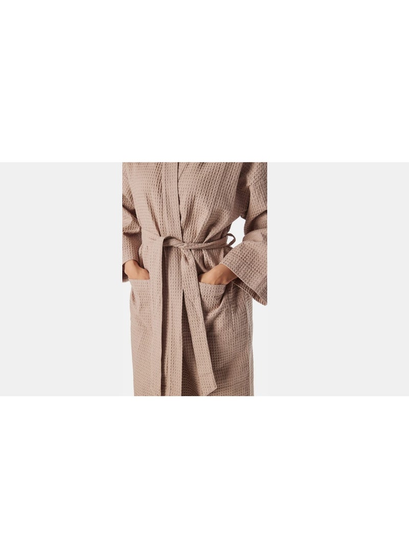 Luxe Concepts Luxury Waffle Bathrobe – Beige, 100% Cotton, Hotel & Spa Quality - Image 5