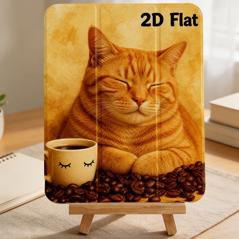 Tablet Case for iPad, Sleepy Orange Cat Coffee Cup, iPad Clear Cover for Mini Air Pro 4 5 6 7 8 9 10 11 12, Suitable for 7.9 8.3 9.7 10.2 10.5 10.9 11 12.9 13 inch Acrylic Clear Shockproof Protective with Stand - Image 4