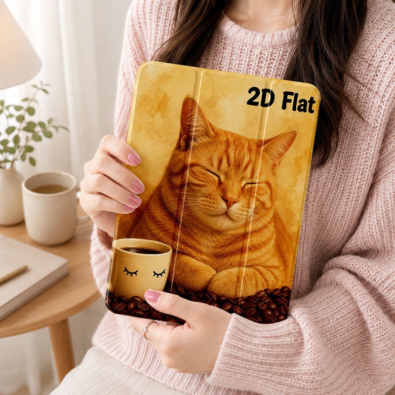 Tablet Case for iPad, Sleepy Orange Cat Coffee Cup, iPad Clear Cover for Mini Air Pro 4 5 6 7 8 9 10 11 12, Suitable for 7.9 8.3 9.7 10.2 10.5 10.9 11 12.9 13 inch Acrylic Clear Shockproof Protective with Stand - Image 5