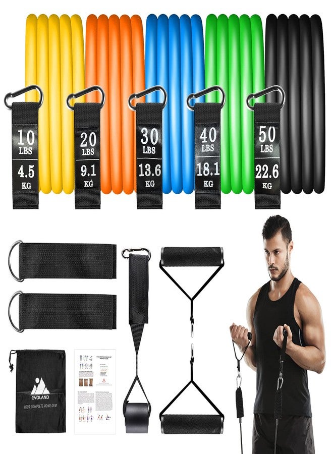 AGM Resistance Bands Set (12pcs), Workout Bands with Handles, Door Anchor, Ankle Straps and Carry Bag, Exercise Bands for Shape Body and Home Workouts - Image 1