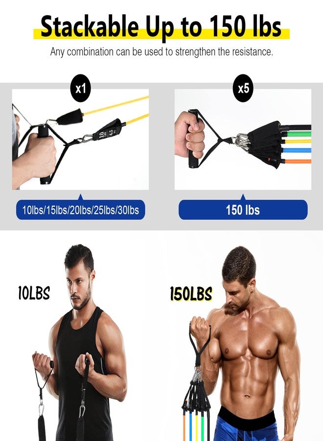 AGM Resistance Bands Set (12pcs), Workout Bands with Handles, Door Anchor, Ankle Straps and Carry Bag, Exercise Bands for Shape Body and Home Workouts - Image 2