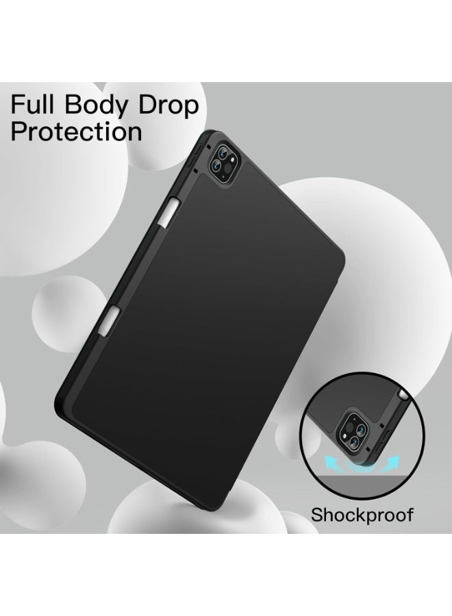 T I G O iPad Air 13 2024 M2 & iPad Pro 12.9 6th/5th/4th/3rd Case, 2024 iPad Air 13 Case, 13 iPad Air 2024 Case with Acrylic Back, Shockproof TPU Edge, Pencil Holder Cover Black - Image 4