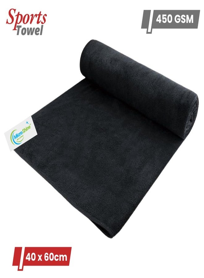 Microshine Quick-Dry Super Absorbent Microfiber Gym Towel - Black (60x40 cm, 450 GSM) for Workout, Sports, Yoga - Image 2