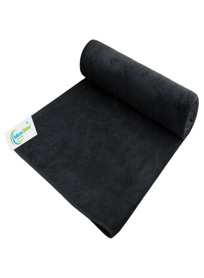 Microshine Quick-Dry Super Absorbent Microfiber Gym Towel - Black (60x40 cm, 450 GSM) for Workout, Sports, Yoga - Image 1