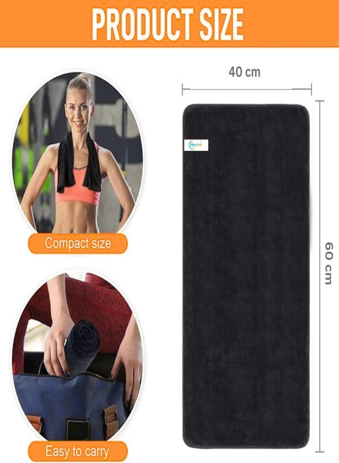Microshine Quick-Dry Super Absorbent Microfiber Gym Towel - Black (60x40 cm, 450 GSM) for Workout, Sports, Yoga - Image 3