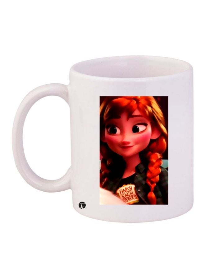 RYN Anime Printed Ceramic Coffee Mug White/Red/Green 11ounce