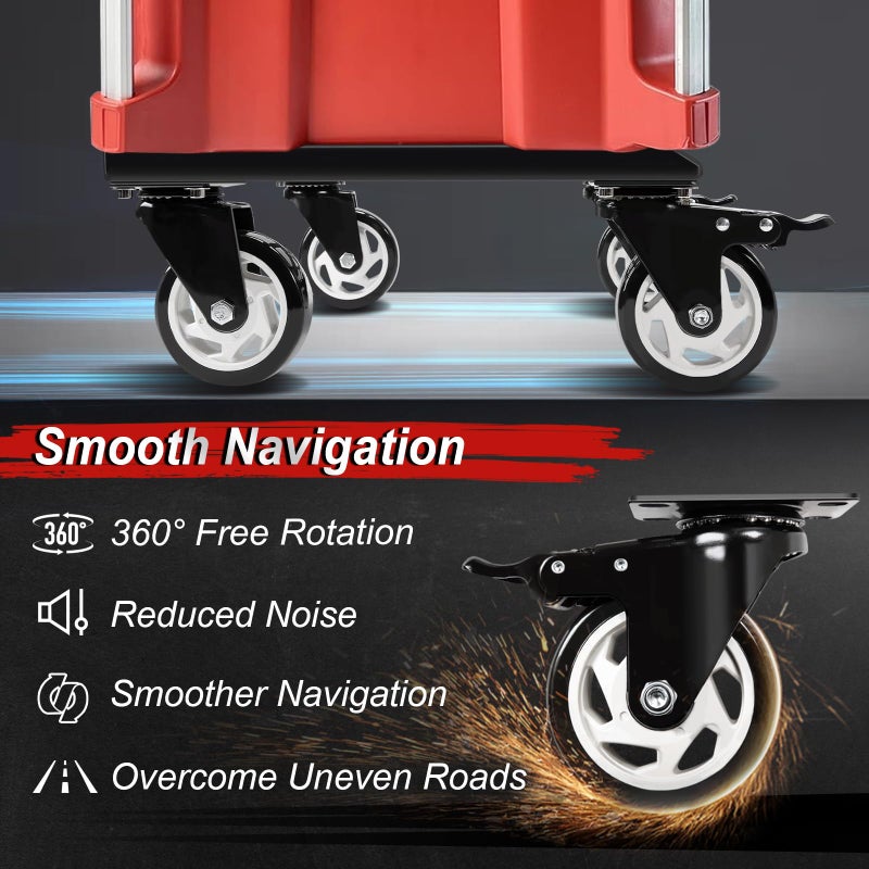DNShorix Heavy Duty Tool Box Dolly Compatible with Mil.Waukee Packout Toolboxes, Thickened Carbon Steel Frame and Larger Wheels with Brake System, No Drilling Required, Load-Bearing Capacity Up to 200lb - Image 2