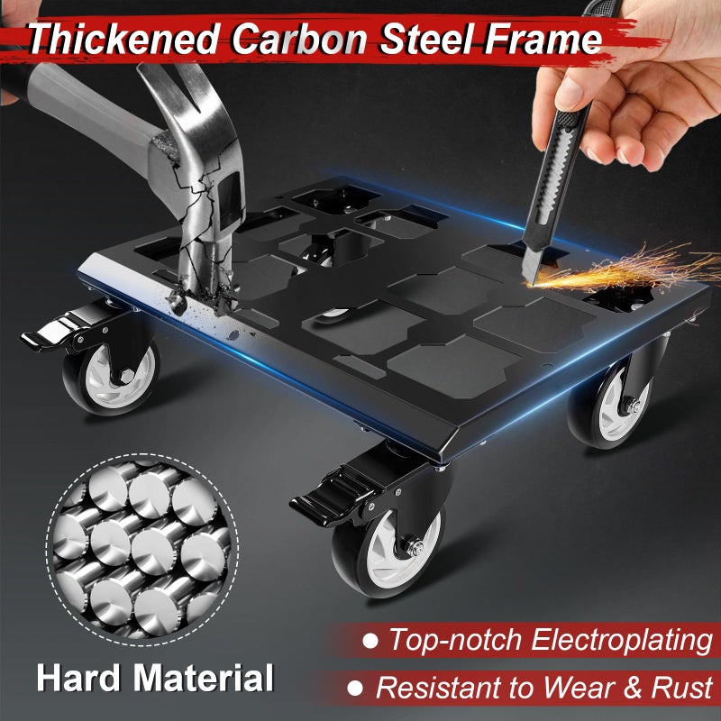 DNShorix Heavy Duty Tool Box Dolly Compatible with Mil.Waukee Packout Toolboxes, Thickened Carbon Steel Frame and Larger Wheels with Brake System, No Drilling Required, Load-Bearing Capacity Up to 200lb - Image 3