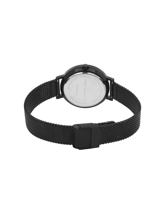 French Connection Women's Analog Watch with Black Stainless Steel Mesh Bracelet, Black Dial  - Image 4