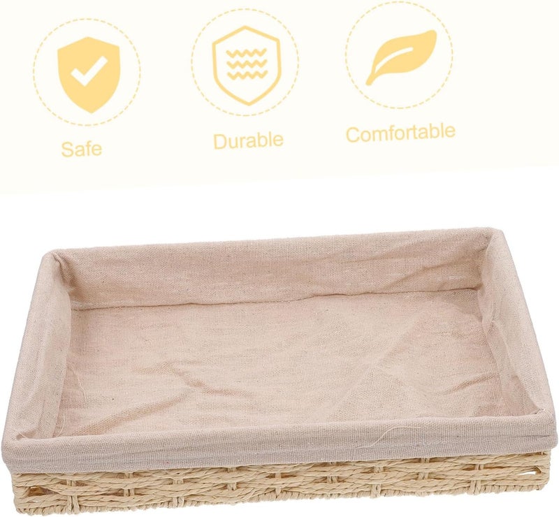 ABOOFAN Woven Rattan Storage Basket for Desktop Sundries Multipurpose Organizer Box for Keys Cosmetics and Items Beige Tabletop Storage for Home and Office - Image 3