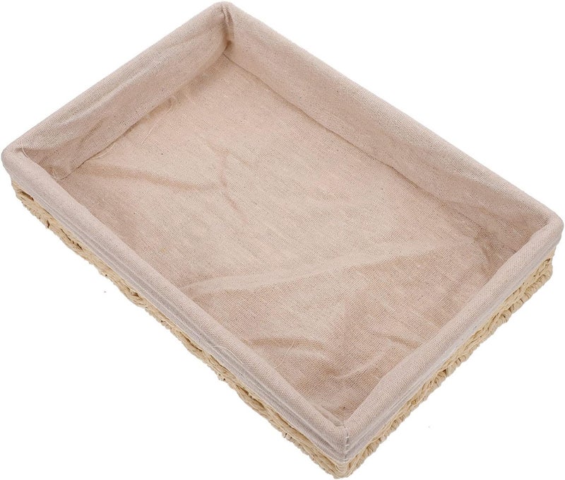 ABOOFAN Woven Rattan Storage Basket for Desktop Sundries Multipurpose Organizer Box for Keys Cosmetics and Items Beige Tabletop Storage for Home and Office - Image 1