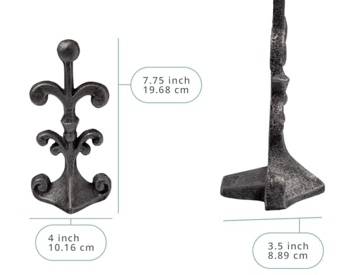 Comfify Fleur De Lis Cast Iron Door Stop – One Decorative Wedge with Felt Bottom – Antique Silver and Black – 4" x 3.5" x 7.75" - Image 3