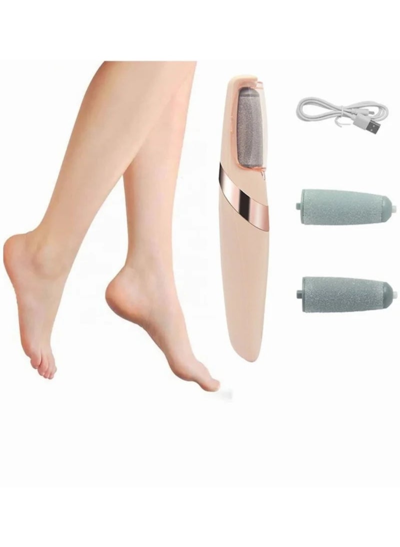 مزيل مسامير القدم الكهربائي، مبرد قدم محمول قابل لإعادة الشحن مع رأسَي طحن (خشن وناعم)، سرعتان قابلتان للتعديل لإزالة الجلد الخشن وتشقق الكعب والمسامير – وردي - Image 1