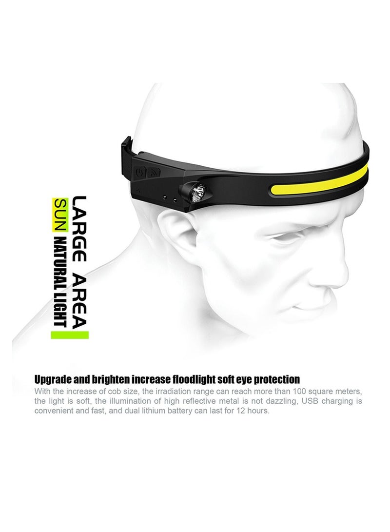 Toby's LED Head USB Headlamp Rechargeable 5 Modes Waterproof 600 Lumens COB LED Headlight Motion Sensor Headtorch with IPX4 Hands-Free Flashlight for Kids Adults, Running, Camping Hiking - Image 3