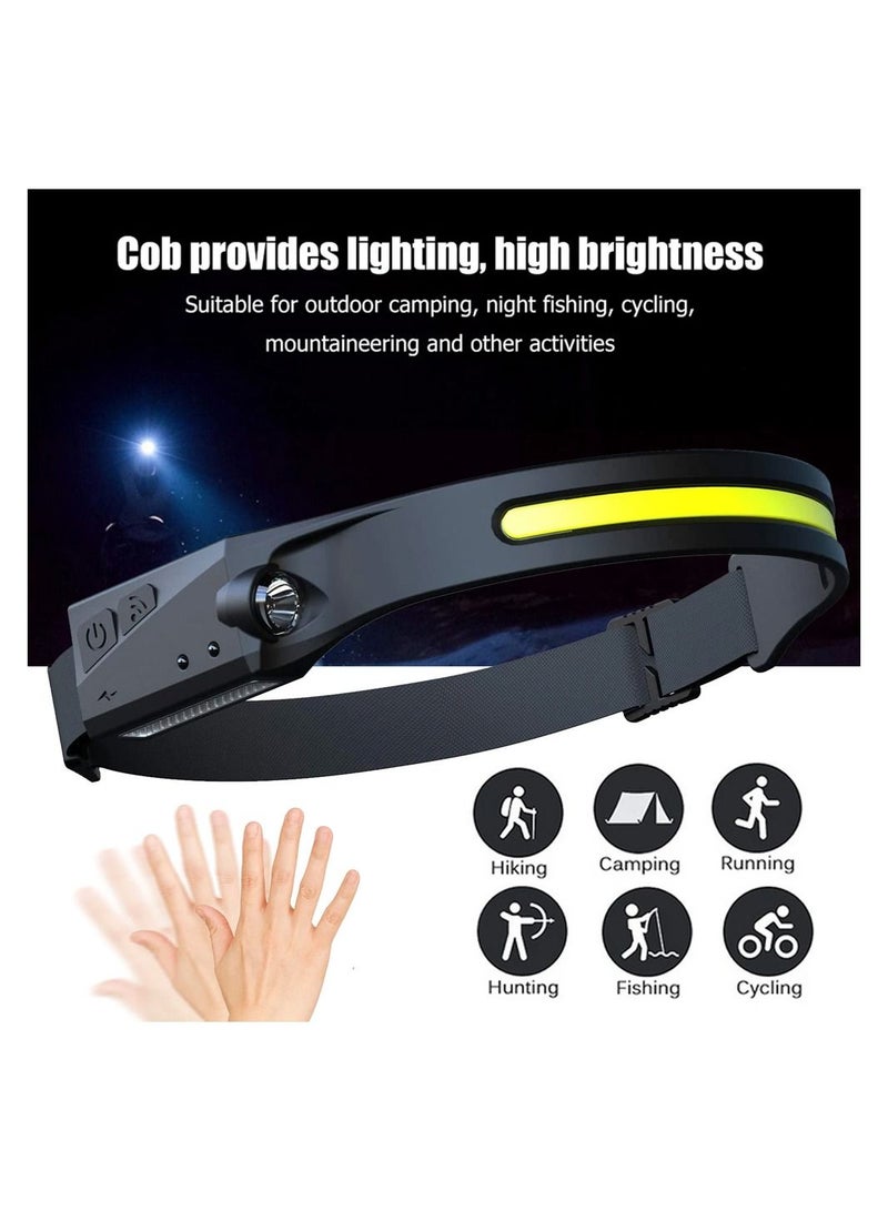 Toby's LED Head USB Headlamp Rechargeable 5 Modes Waterproof 600 Lumens COB LED Headlight Motion Sensor Headtorch with IPX4 Hands-Free Flashlight for Kids Adults, Running, Camping Hiking - Image 2