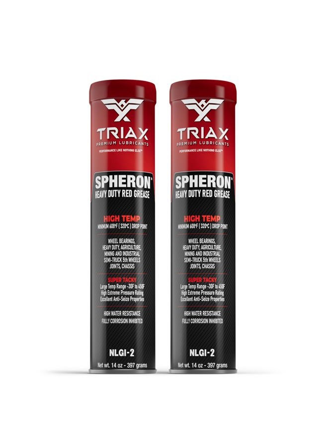 TRIAX Spheron HT-2 Red Grease - Lithium Complex, High Temperature Grease up to 204 °C - Ultra Adhesive, Extreme Pressure - For Wheel Bearings, Fifth Hitching, Cars, Trucks, Construction, Agricultural - Image 1