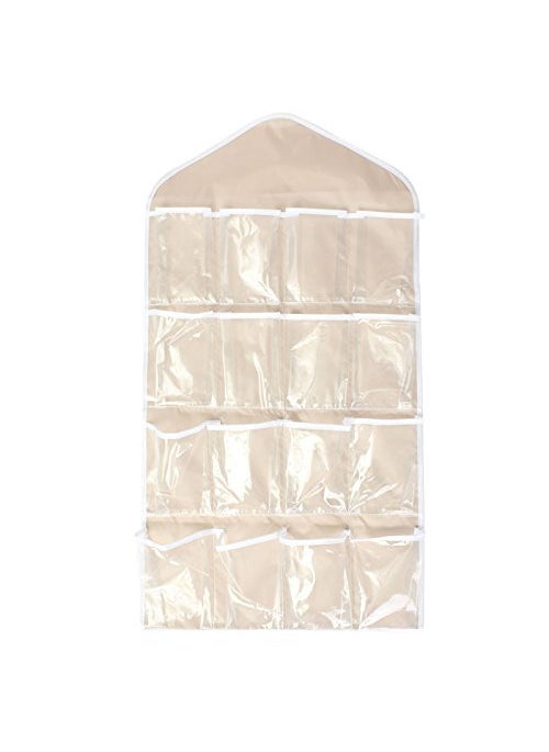 svk dream SVK DREAM Lc Retail 16 Pockets Fabric Clear Storage Organiser Hanging Bag For Socks Bra Underwear Multicolour  - Image 2