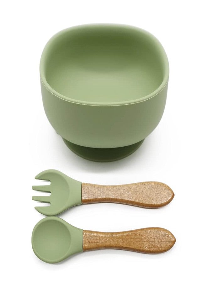 Vianz Food Grade Silicon Meal Set for Baby, BPA Free, Microwave Dishwasher Safe, Bowl with Suction, Spill Proof, Food Training, Useful Gift for Kids (Pista Green, 3) - Image 1