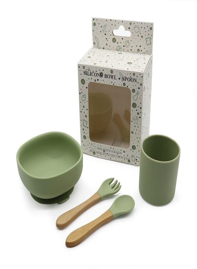 Vianz Food Grade Silicon Meal Set for Baby, BPA Free, Microwave Dishwasher Safe, Bowl with Suction, Spill Proof, Food Training, Useful Gift for Kids (Pista Green, 3) - Image 2