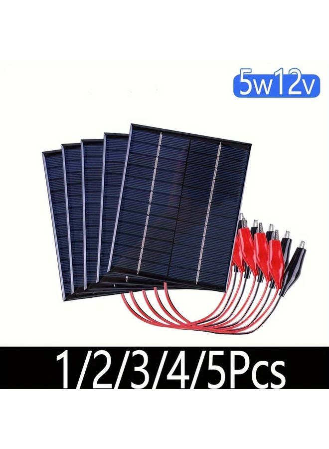 5W 12V Portable Solar Panel Charger 4pcs Outdoor Mini Solar Panels For 9 12V Fast Charging Universal Power Adapter No Battery Required Ideal For RV Camping Toy - Image 1