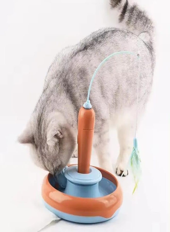 rizopets Interactive Cat Toy with Rotating Feather Wand, Ball, and Base, Orange and Green - Image 3