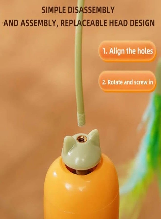 rizopets Interactive Cat Toy with Rotating Feather Wand, Ball, and Base, Orange and Green - Image 5