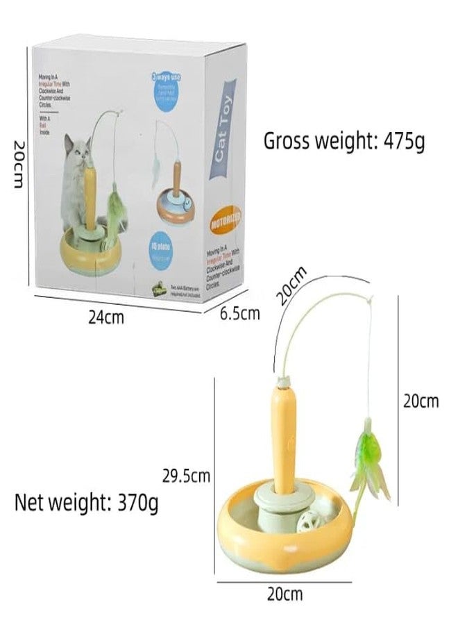 rizopets Interactive Cat Toy with Rotating Feather Wand, Ball, and Base, Orange and Green - Image 2