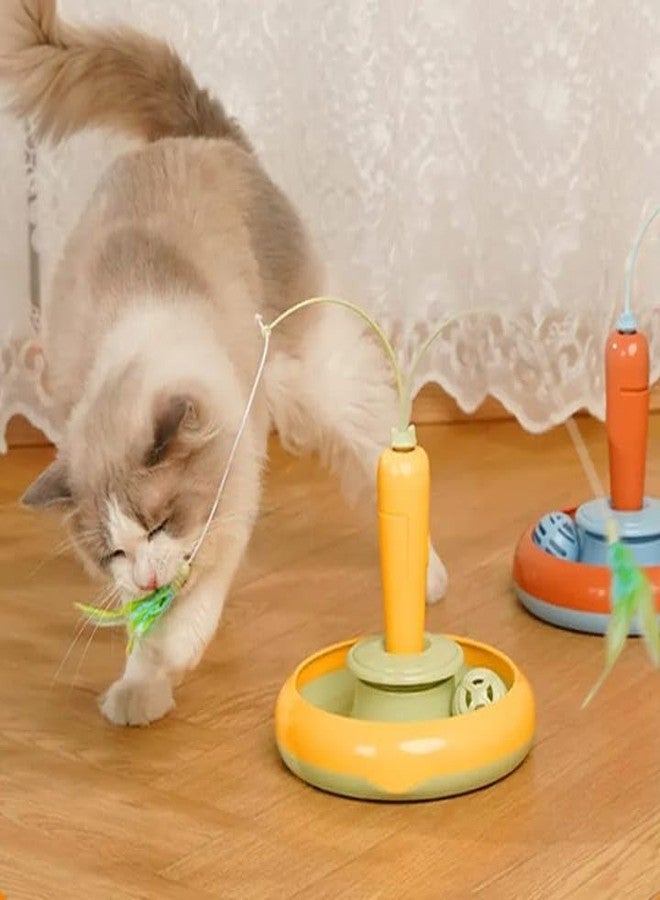 rizopets Interactive Cat Toy with Rotating Feather Wand, Ball, and Base, Orange and Green - Image 4