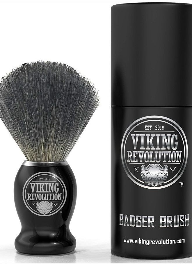 Viking Revolution Badger Hair Shaving Brush- Shave Brush for Wet Shave Using Shaving Cream & Soap- Best Shave of Your Life for Safety Razor, Double Edge Razor, Straight Razor or Shaving Razor  - Image 1