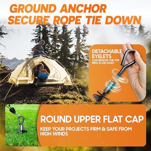 PAMAZY [Premium] 4 Pack Ground Anchors with Power Nut Driver Drill Bit, Ground Anchors Screw in, Swing Set Anchors, Trampoline Anchors High Wind Heavy Duty for Camping Tents, Car Ports, Swing Sets, Canopies - Image 4