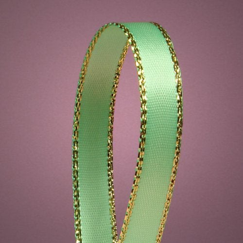 Mint Green Satin Ribbon with Gold Edges 38 X 50Yd