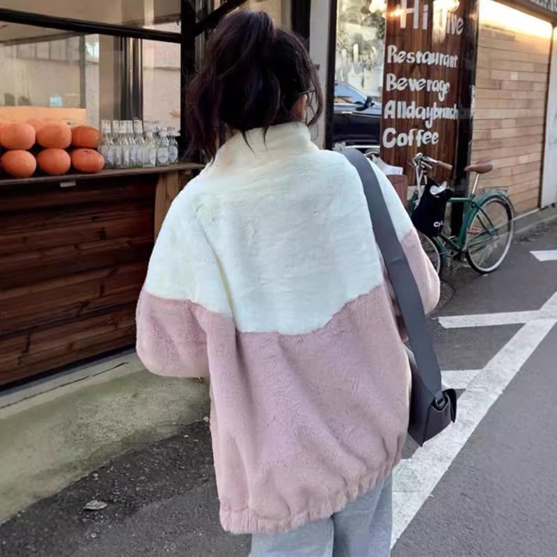 Plush Thickened Lamb Wool Hoodie Girls 2024 Autumn Winter Cotton Jacket 970 Pink - Image 5