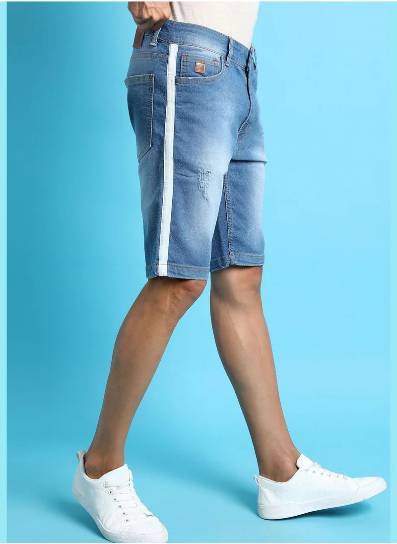 Campus Sutra Men's Light-Washed Denim Shorts