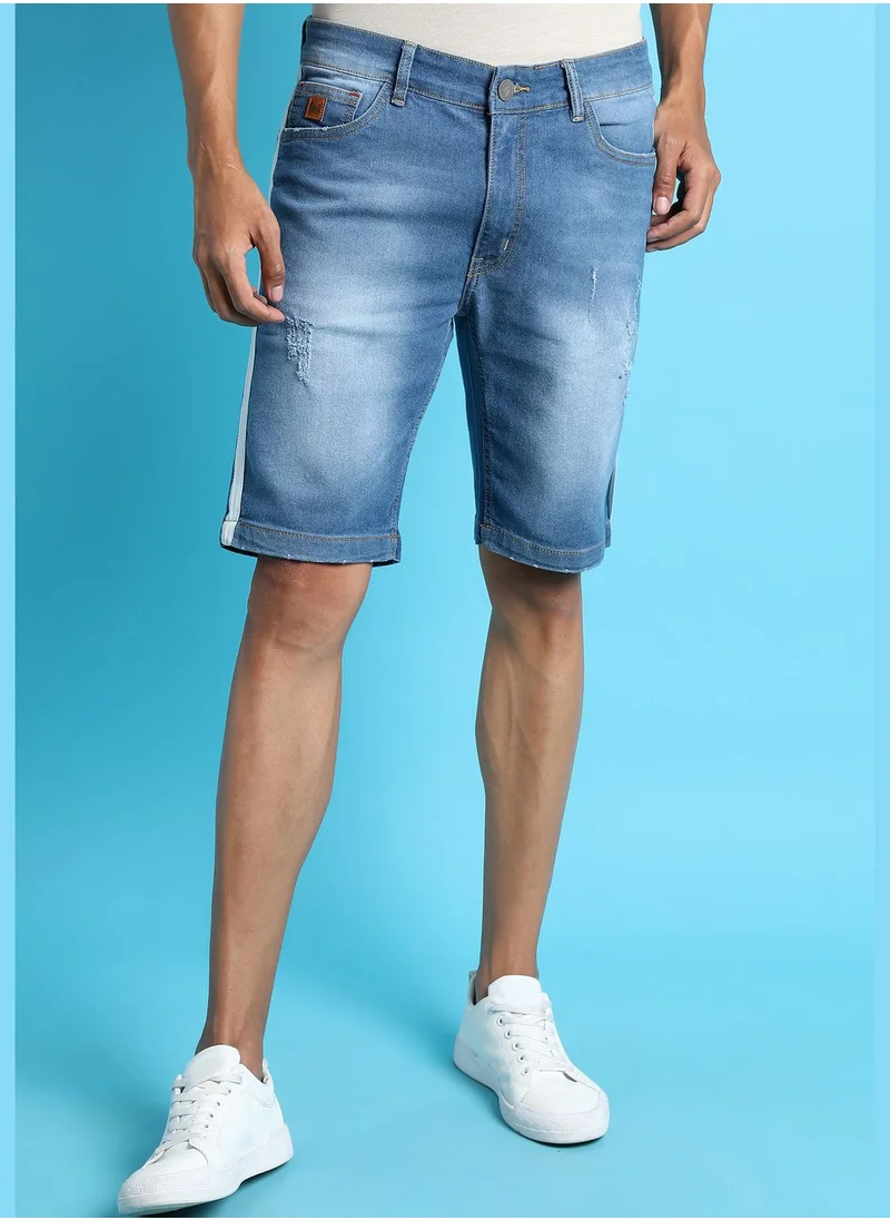 Campus Sutra Men's Light-Washed Denim Shorts