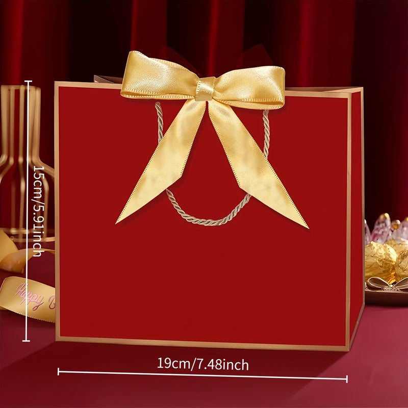 4Pcs Wine Red Gift Bags With Ribbons Pleated Design For Gifting Storage - Image 2