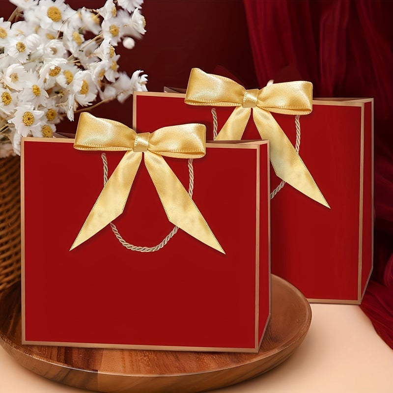 4Pcs Wine Red Gift Bags With Ribbons Pleated Design For Gifting Storage - Image 5
