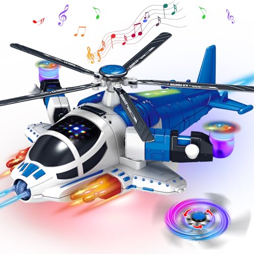 choopheme Helicopter Toy for Toddlers With Lights And Sounds 360Freedom And Operated Automatic Bump Autism Sensory Light Up Toys Airplane for Toddler Boy Toys 3 4 5 Year Old Up Boy Girl Birthday Blue - Image 1