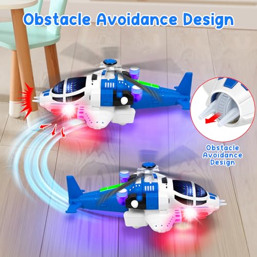 choopheme Helicopter Toy for Toddlers With Lights And Sounds 360Freedom And Operated Automatic Bump Autism Sensory Light Up Toys Airplane for Toddler Boy Toys 3 4 5 Year Old Up Boy Girl Birthday Blue - Image 5