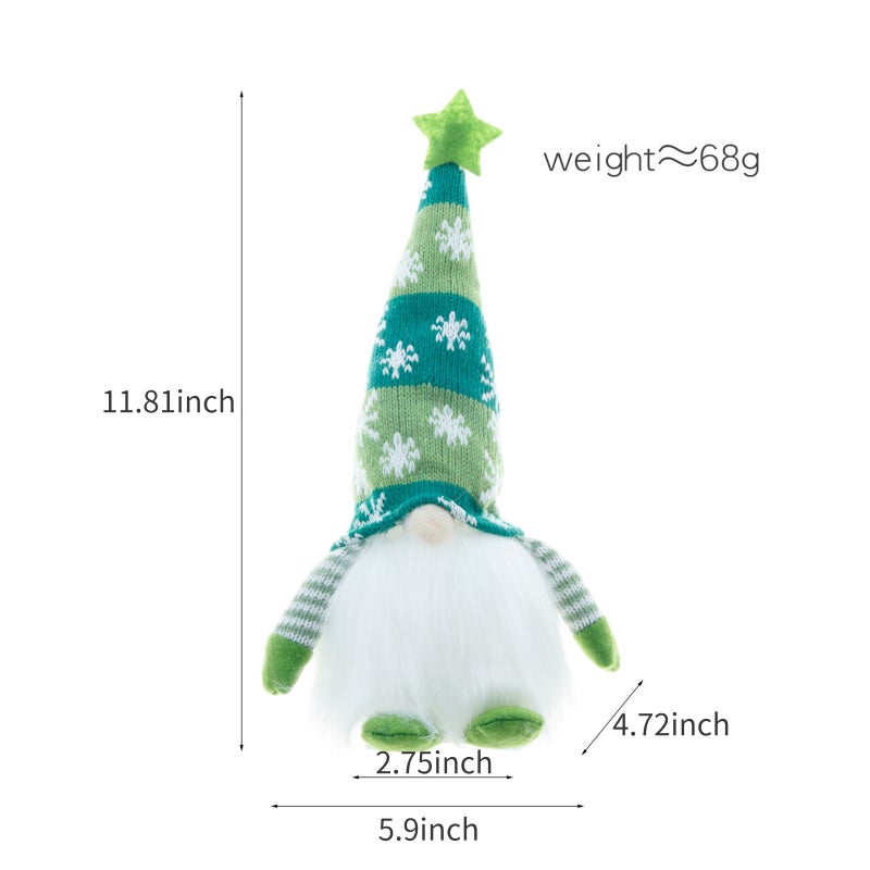 Gnome Plush Doll Christmas Ornaments with LED Light Handmade Gnome Christmas Decor Lighting Gnome Sitting Coffee Bar/ Home Decor, Green - Image 2