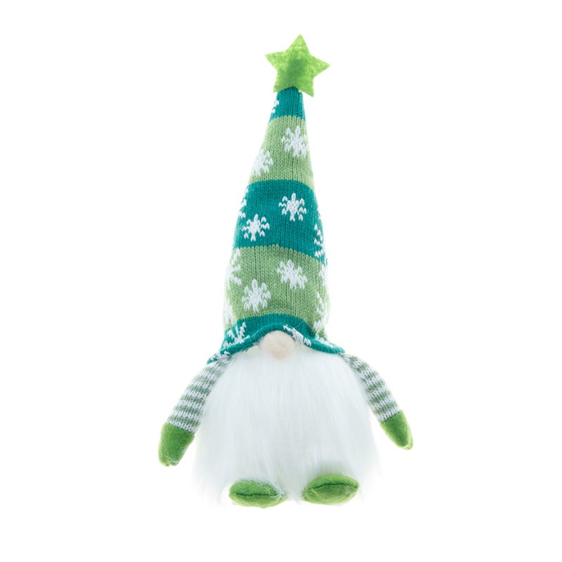 Gnome Plush Doll Christmas Ornaments with LED Light Handmade Gnome Christmas Decor Lighting Gnome Sitting Coffee Bar/ Home Decor, Green - Image 1