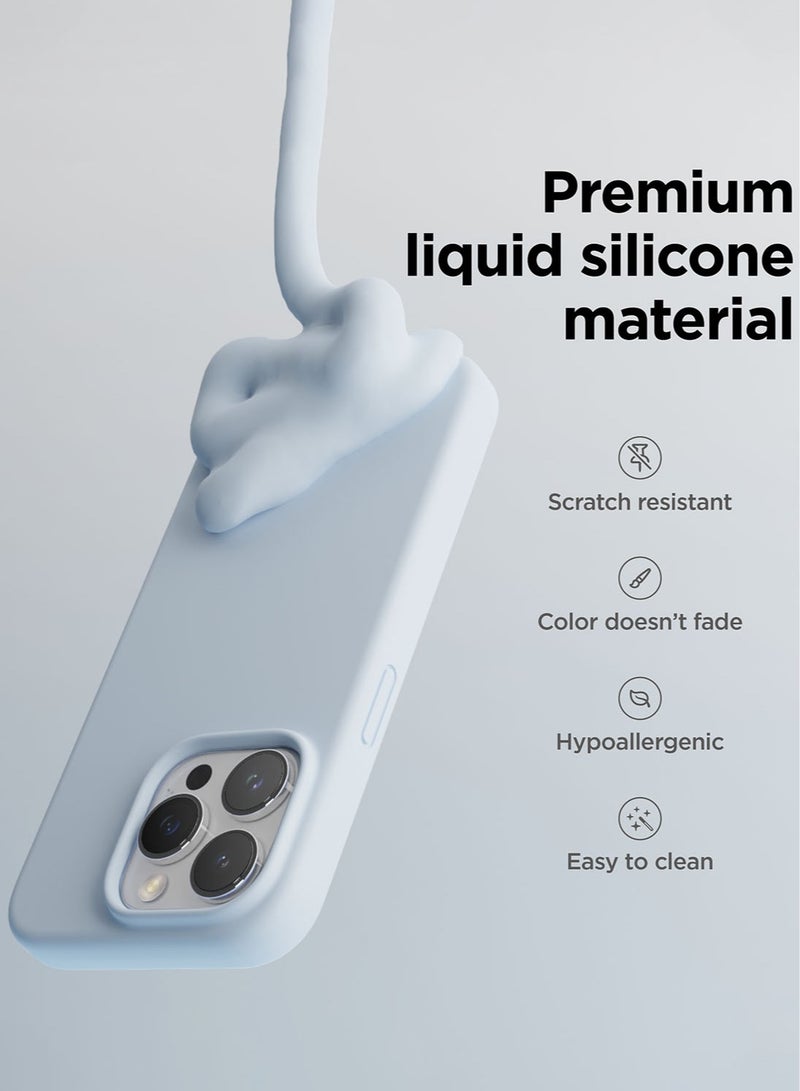 Elago Liquid Silicone for iPhone 15 PRO Case Cover with Full Body Protection, Shockproof, Slim, Anti-Scratch Soft Microfiber Lining - Light Blue - Image 3