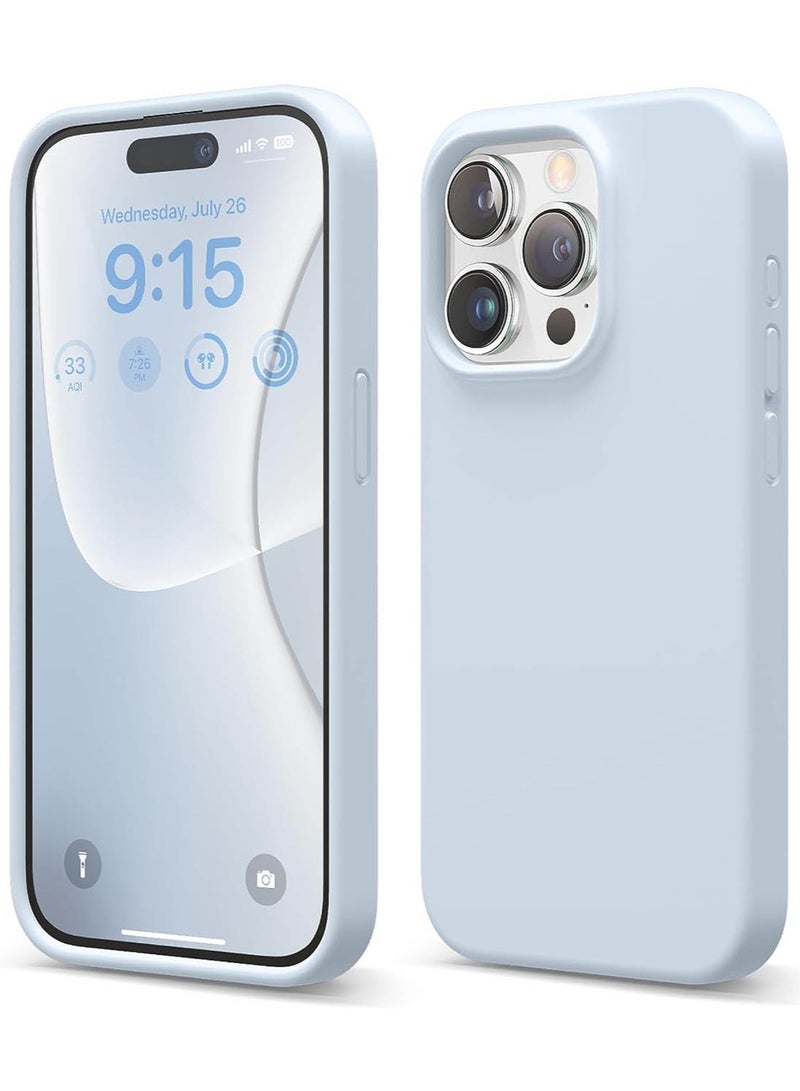 Elago Liquid Silicone for iPhone 15 PRO Case Cover with Full Body Protection, Shockproof, Slim, Anti-Scratch Soft Microfiber Lining - Light Blue - Image 1