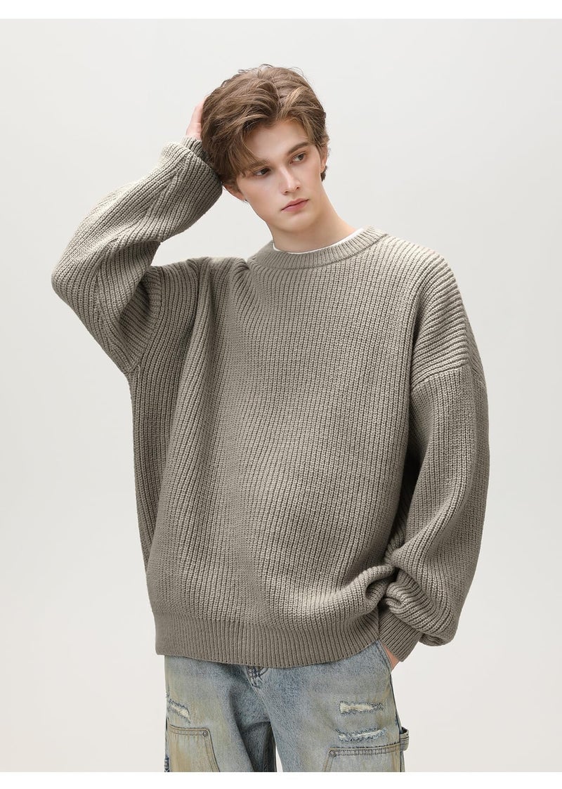 POHADON Men's Vintage Grandpa Aesthetic Sweaters Crewneck Knitted Sweatshirt Pullovers Y2K Grunge Clothing Korean Streetwear (Tan,Large) - Image 4