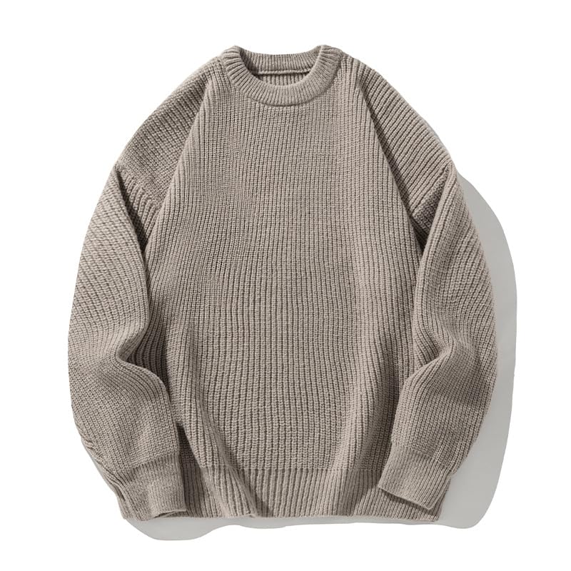 POHADON Men's Vintage Grandpa Aesthetic Sweaters Crewneck Knitted Sweatshirt Pullovers Y2K Grunge Clothing Korean Streetwear (Tan,Large) - Image 1