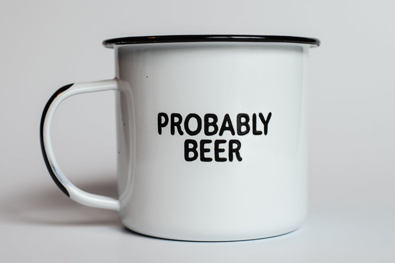 swag brewery PROBABLY BEER | Enamel Coffee Mug | Funny Home Bar Gift for Beer Lovers, Homebrewers, Men, and Women | Cool Cup for the Office, Kitchen, Campfire, and Travel - Image 3