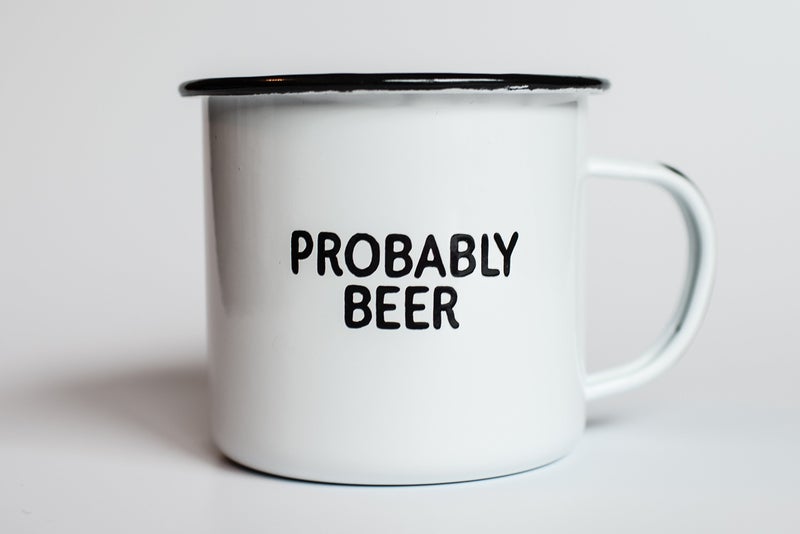 swag brewery PROBABLY BEER | Enamel Coffee Mug | Funny Home Bar Gift for Beer Lovers, Homebrewers, Men, and Women | Cool Cup for the Office, Kitchen, Campfire, and Travel - Image 5