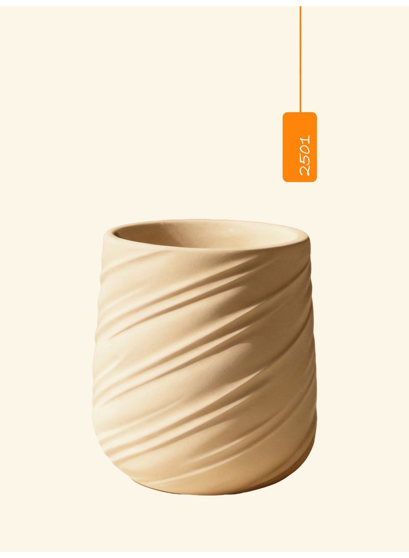 Spiral Magnesia Cement Planter (26 × 27 cm) – Luxury Home Décor - Image 1