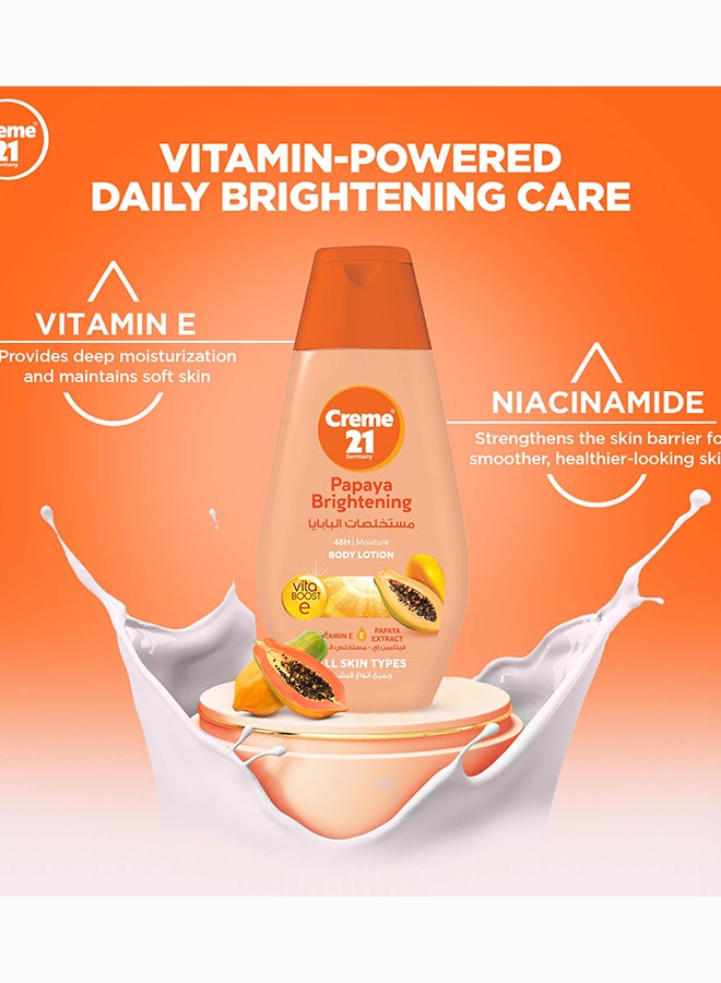 Creme 21 Papaya Brightening Body Lotion | 48H Moisture with Vitamin E Protection | Brightening Body Moisturiser for Glowing & Even-Toned Skin | Dermatologically Tested | Born in Germany - Image 2