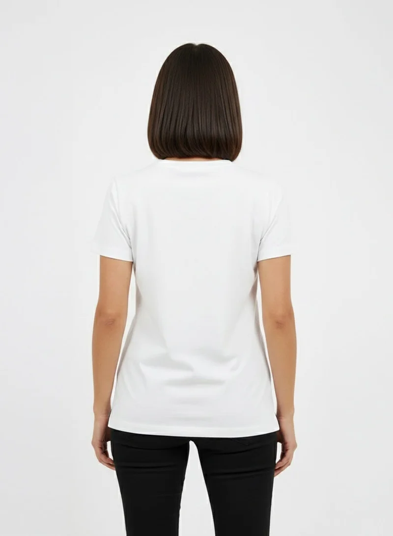 لعب البولو تيشيرت بناتي برسومات - أبيض